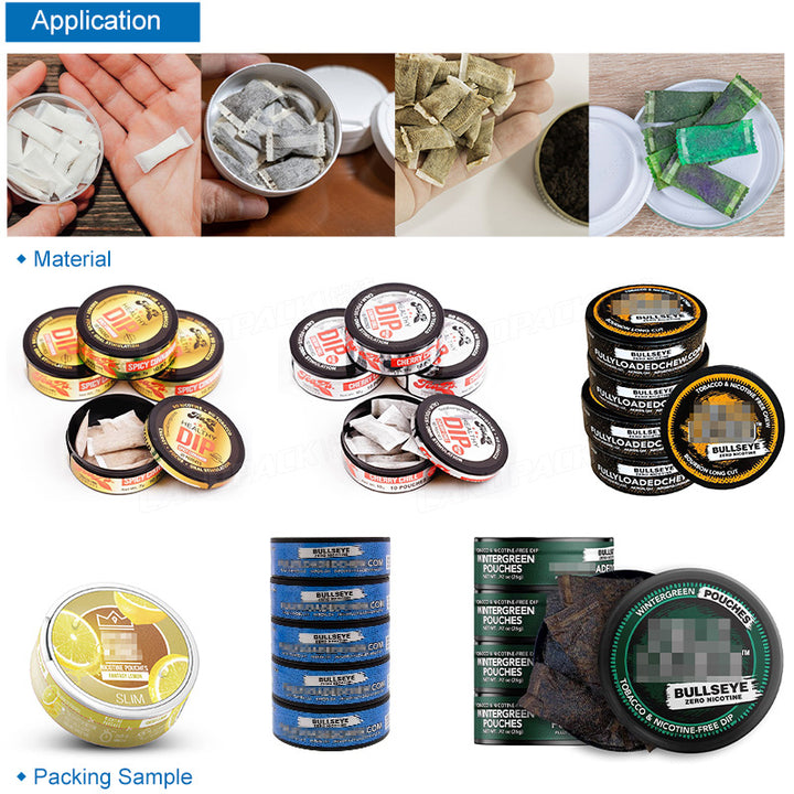 Automatic Snus Cans Filling Capping Labeling Machine Line With Shrink Machine