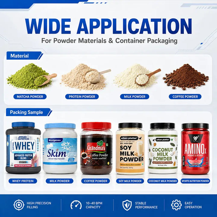 Automatic Coffee Powder Bottle Jar Filling Capping Foil Sealing and Labeling Line