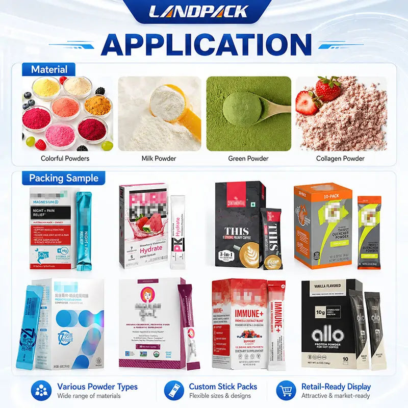 Automatic Multi-Lane Powder Stick Pack Filling Counting and Cartoning Line