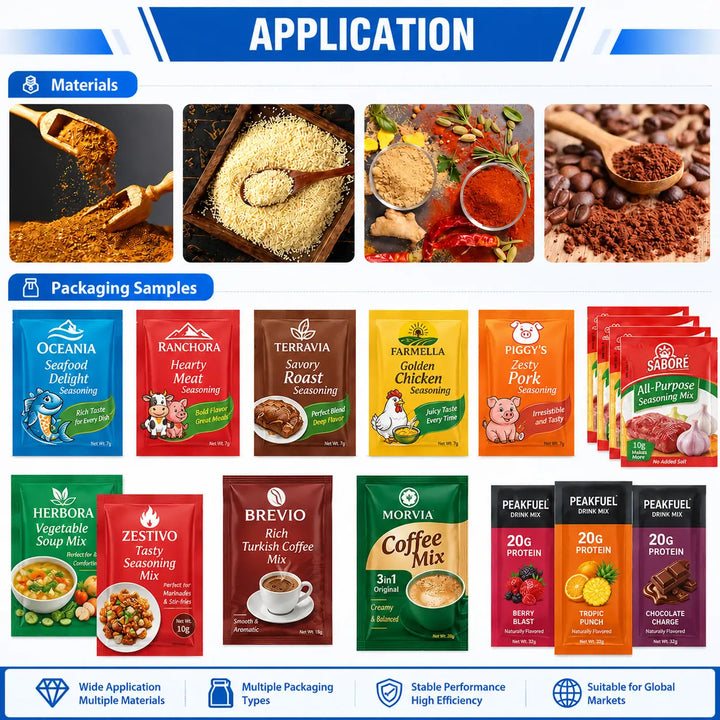 Automatic Multi Lane Mixed Spice Granule and Powder Sachet Filling and Sealing Machine
