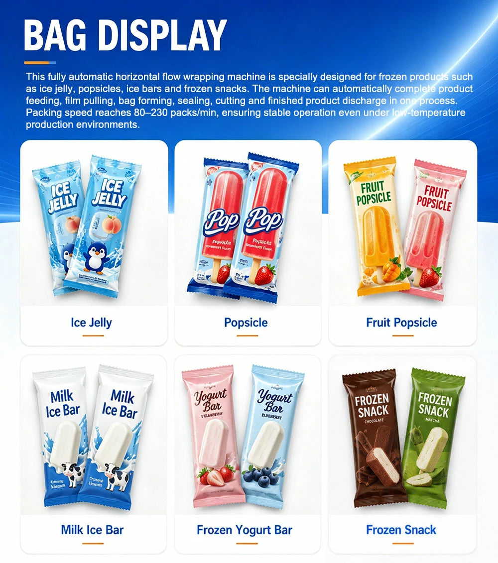 Fully Automatic Ice Cream Popsicle Flow Packing Packaging Machine