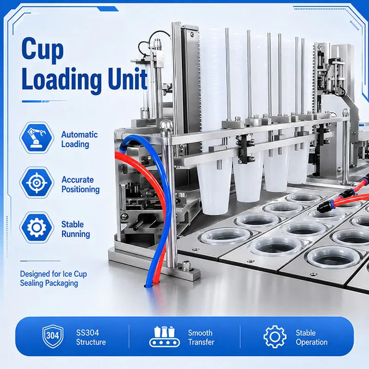 Fully Automatic Ice Cube Cup Filling and Sealing Packing Machine Production Line
