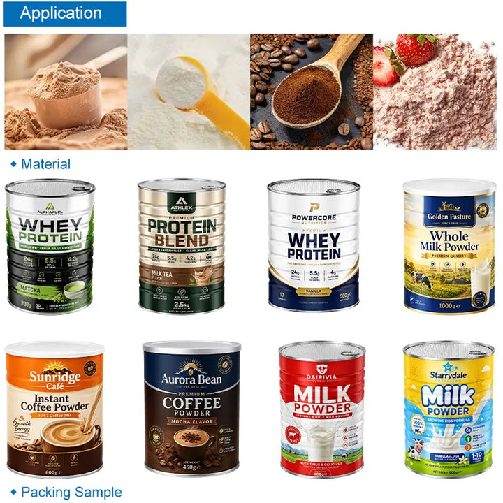 Automatic Protein Powder Can Filling Line with Vacuum Nitrogen Seaming and Laser Coding