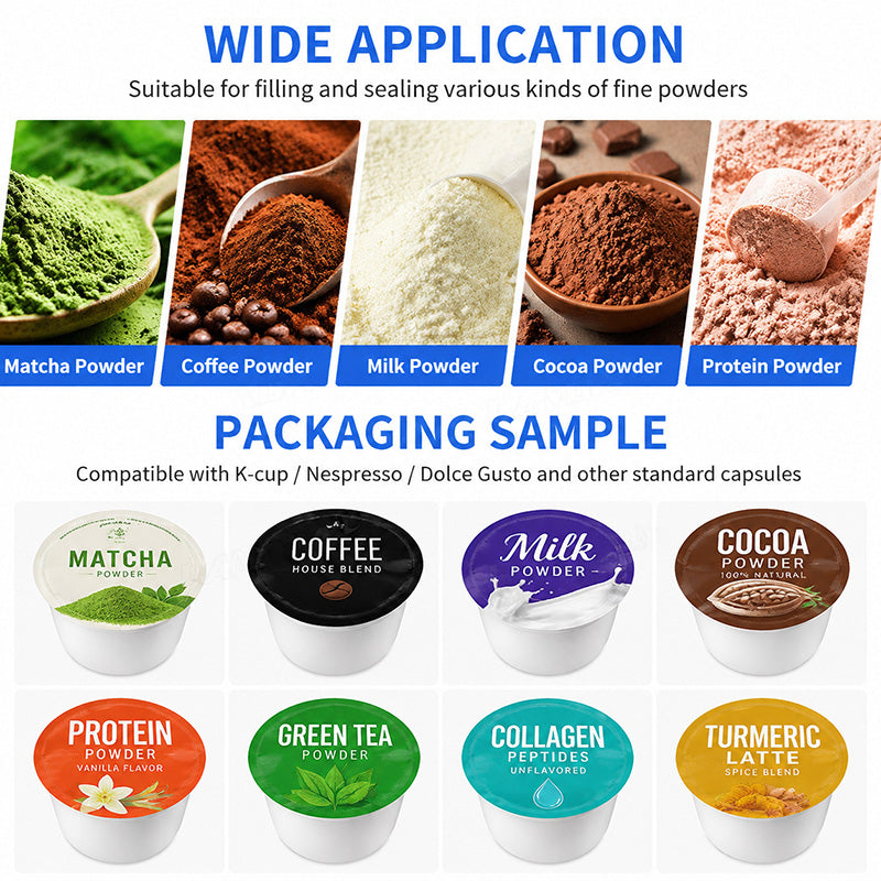 Fully Automatic Cup Filler Sealer Matcha Tea Powder Filling and Sealing Machine