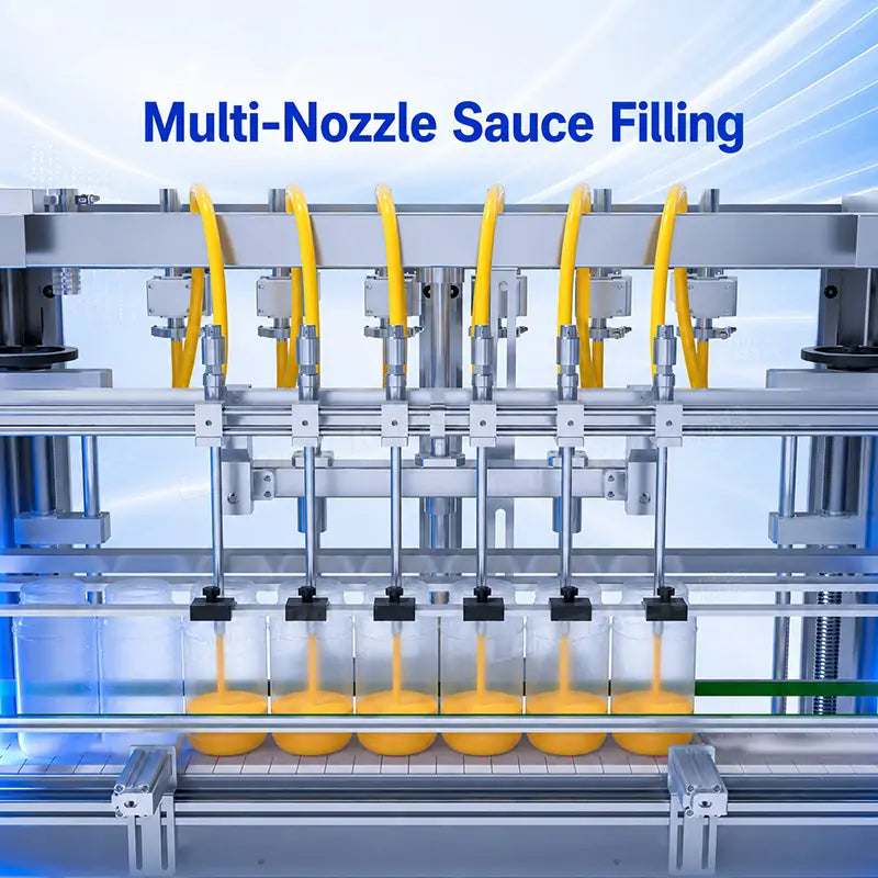 Automatic Liquid Sauce Bottle Filling Capping Labeling Line Packaging System with Case Packing and Palletizing Machine