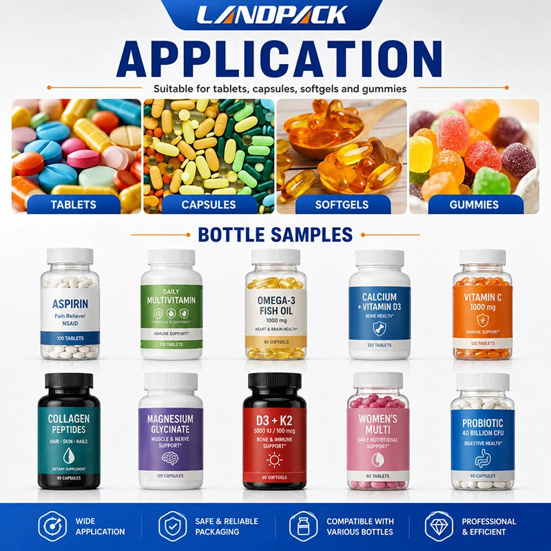 Fully Automatic Pharma Tablet Capsule Bottle Counting Filling Sealing and Labeling Packaging Line