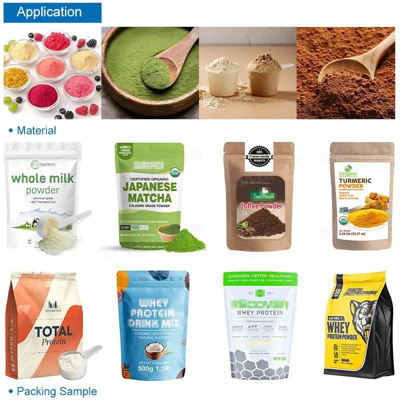 Automatic Powder Premade Pouch Filling and Sealing Machine with Spoon Inserter and Checkweigher