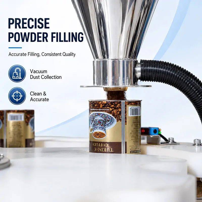 Automatic Coffee Powder Can Filling Seaming Laser Coding and Capping Line