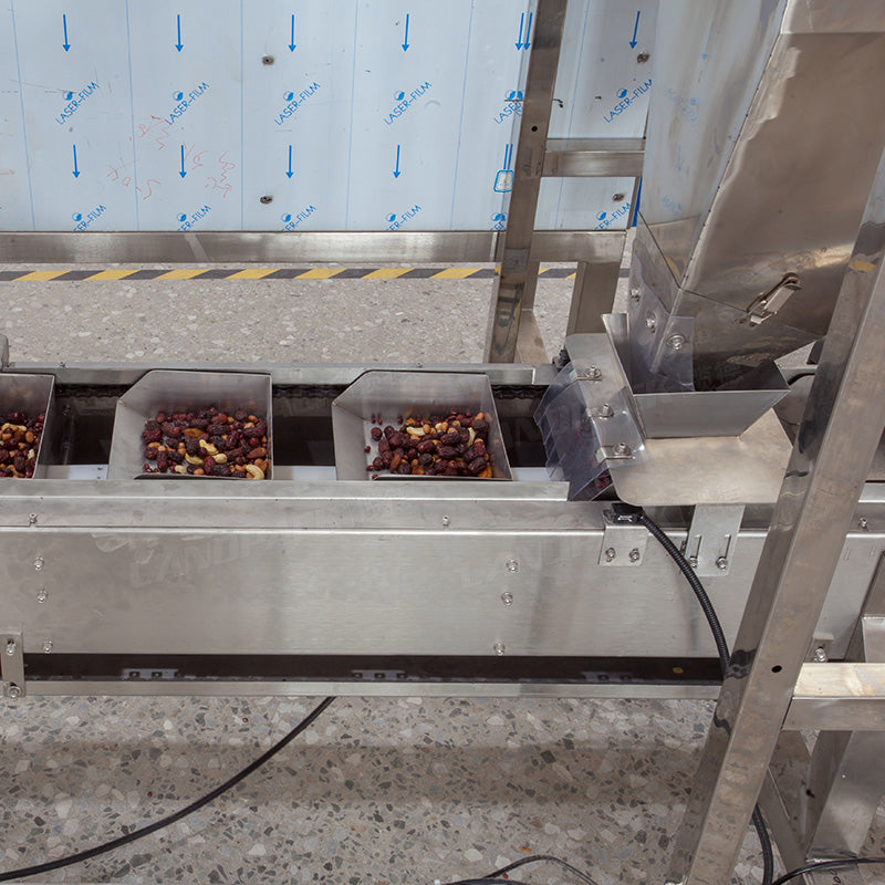 Máquina envasadora mini doypack para frutos secos | Máquina envasadora para anacardos mezclados con sistema de pesaje y mezcla