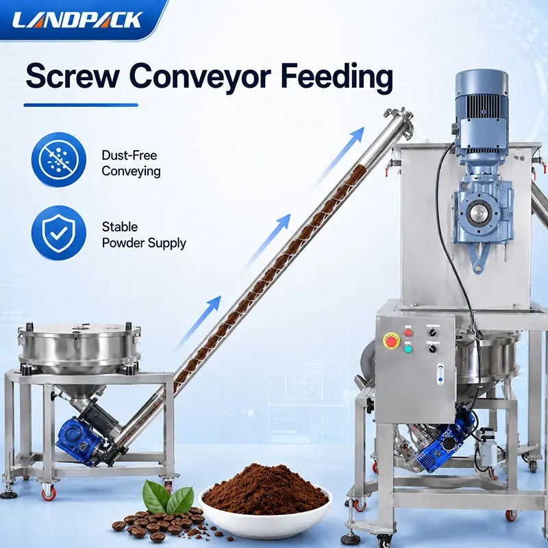 Automatic Coffee Powder VFFS Sachet Filling and Sealing Packing Machine with Twin Screw Conveyors
