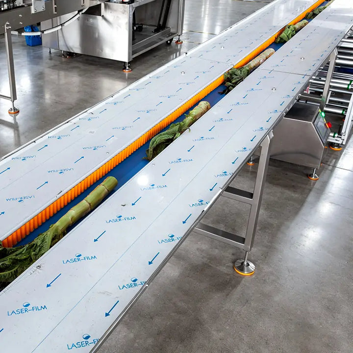 Automatic Celtuce Lettuce Vegetable Flow Wrapping Machine with Hole Punching, Labeling, and Coding