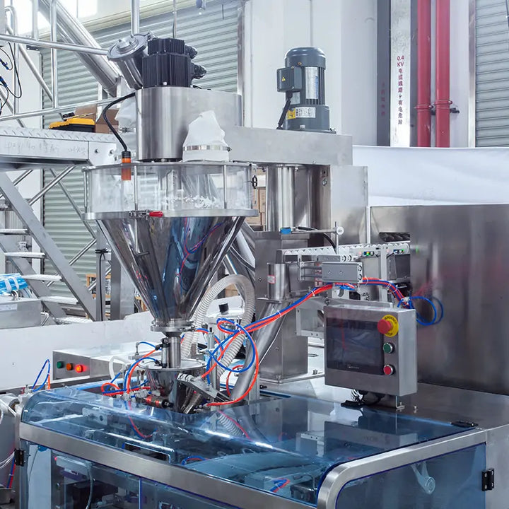 Automatic Powder Premade Pouch Filling and Sealing Machine with Spoon Inserter and Checkweigher