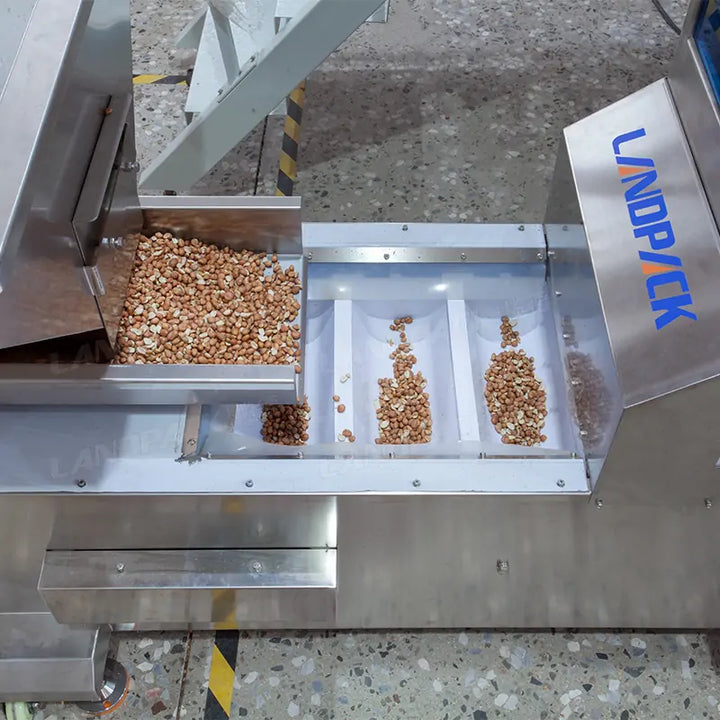 Automatic Granule Vertical Pouch Packing Machine with 14-Head Weigher, Labeling, Coding and Degassing Valve