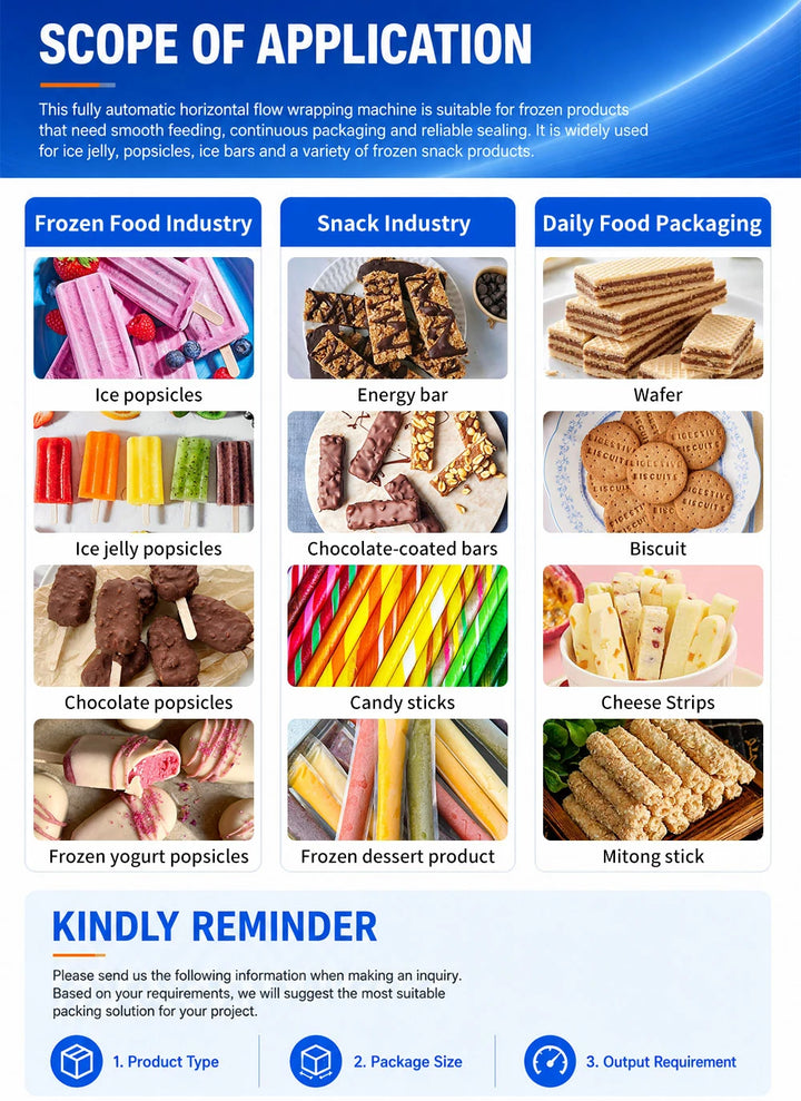 Fully Automatic Ice Cream Popsicle Flow Packing Packaging Machine