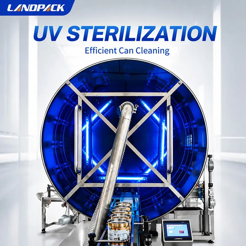 Automatic Milk Powder Can Filling Seaming Line With Spoon Inserting, Vacuum Nitrogen Flushing, Cap Pressing and UV Air Cleaning