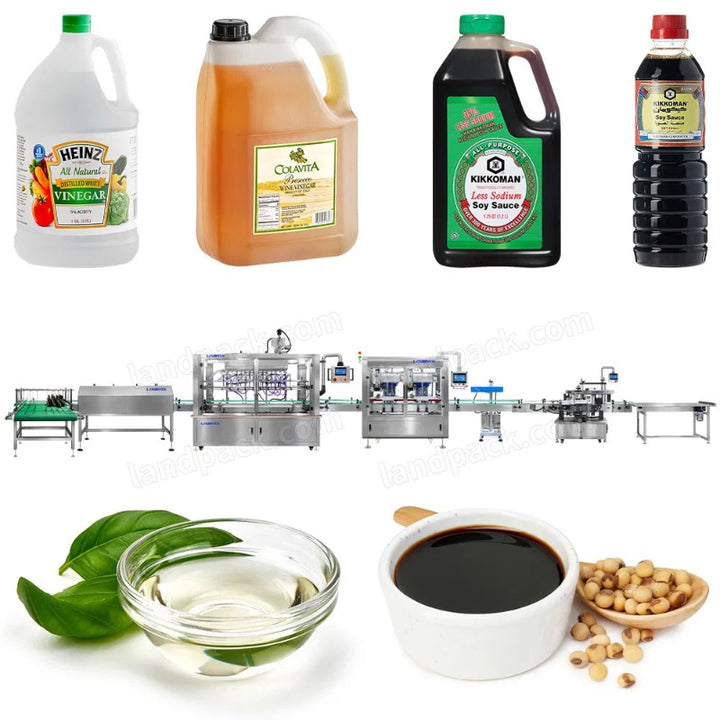 Automatic Vinegar Soy Sauce Bottle Filling Capping Labeling Machine Line