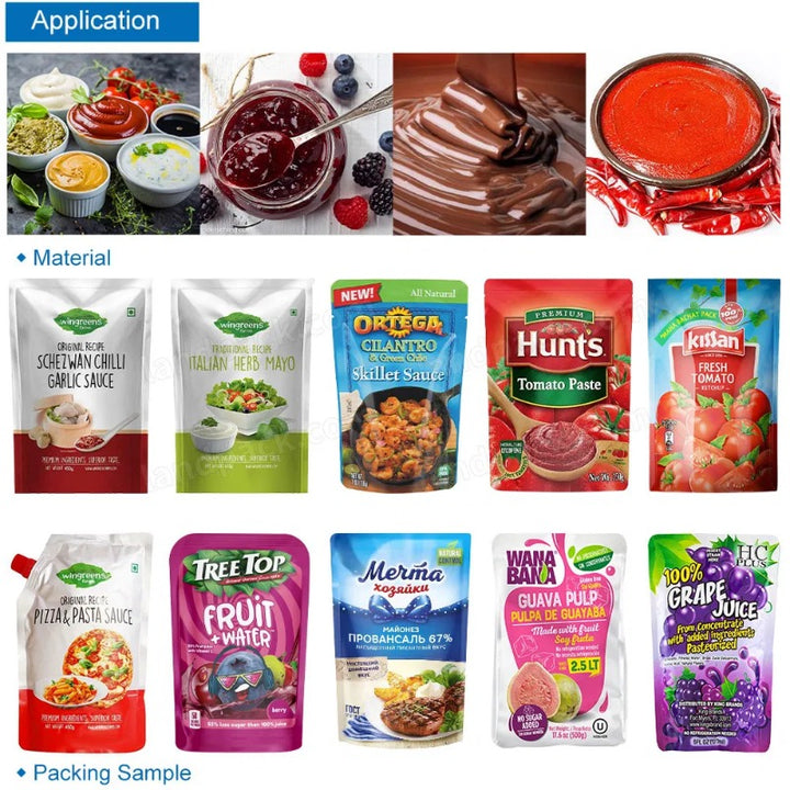 Automatic Liquid Sauce Paste Rotary Stand Up Pouch Filling and Sealing Machine