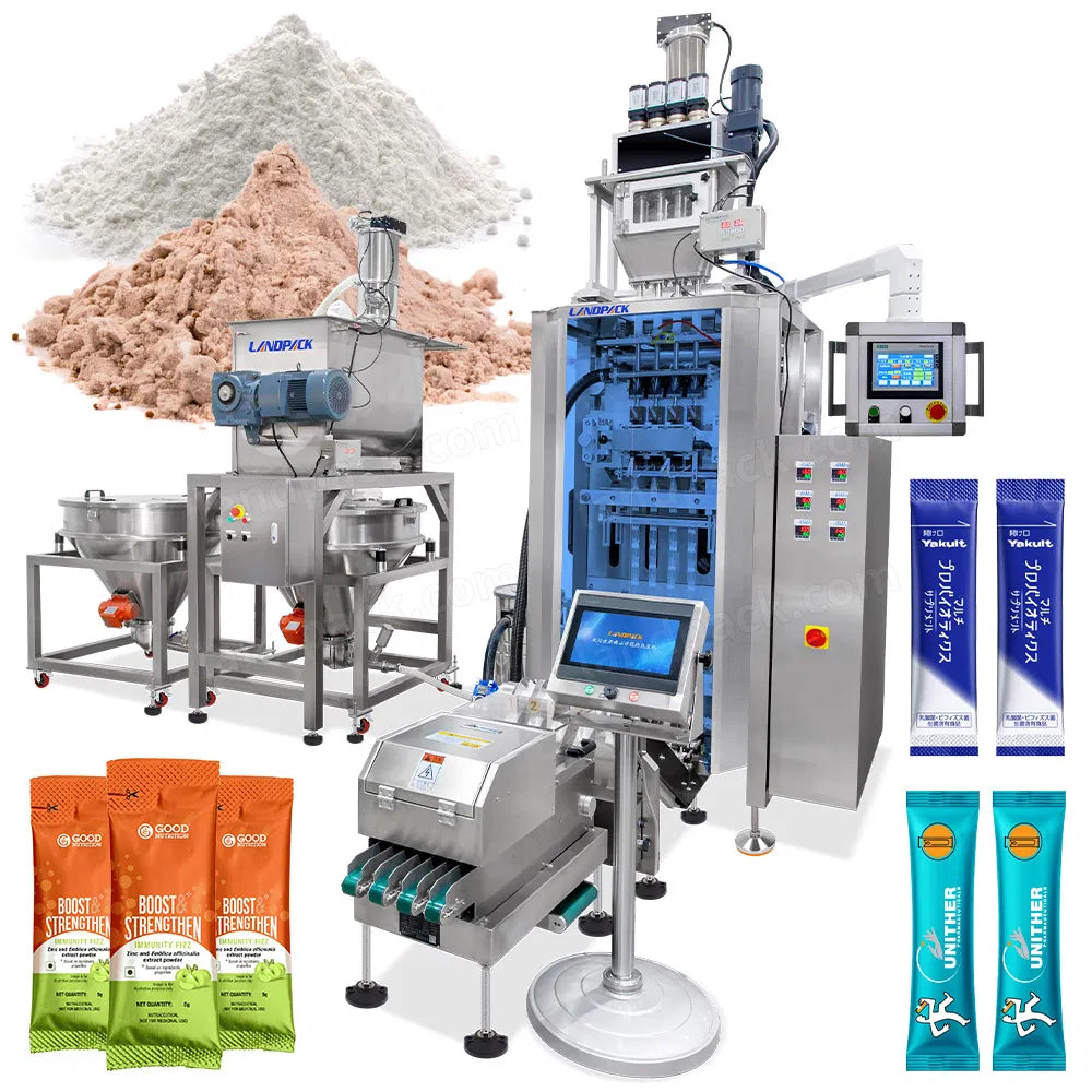 Automatic 4 Lanes Pharma Medical Powder Stick Pack Packing Machine Line