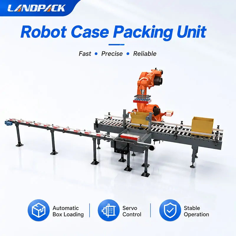 Automatic Carton Case Packing and Robotic Palletizing System for Packaging Line Integration