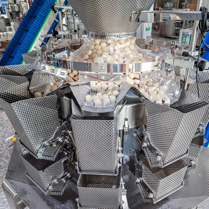 Automatic Frozen Food Meatball Packing Machine with Multihead Weigher and Checkweigher