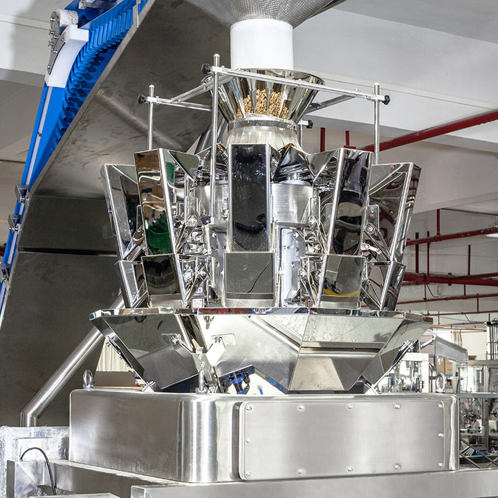 Full Automatic Mixed Nuts Plastic Jar Bottles Filling And Caps Pressing Machine Line
