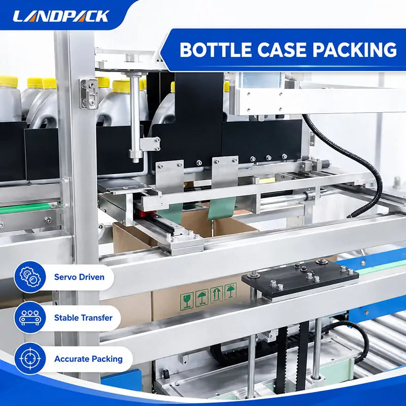 Automatic Bottle and Can Drop-Type Case Packing and Sealing Line for End-of-Line Packaging