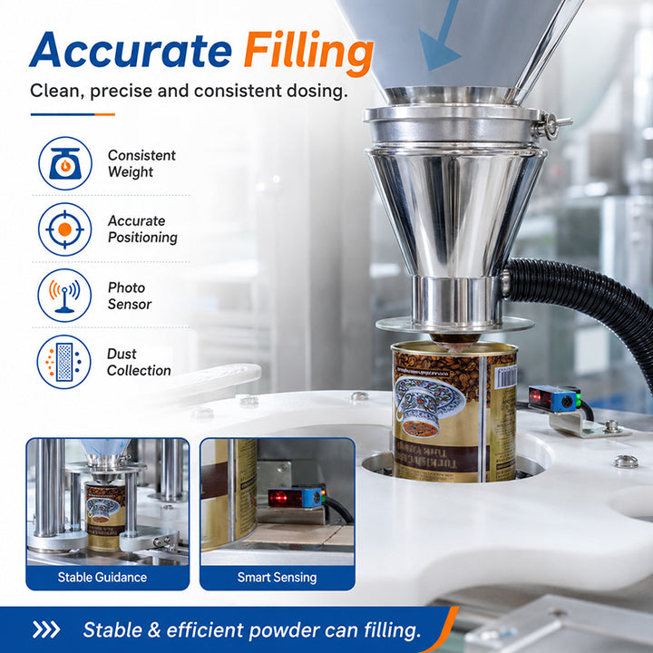 Automatic Matcha Powder Rotary Can Filling Seaming Line Machine