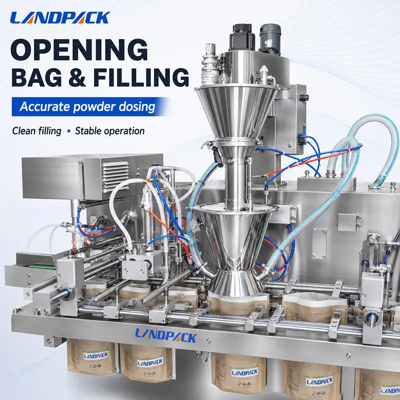 Automatic Ground Coffee Premade Doypack Filling and Sealing Machine with Bag Mouth Dust Removal