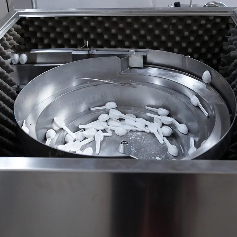 Automatic Powder Premade Pouch Filling and Sealing Machine with Spoon Inserter and Checkweigher