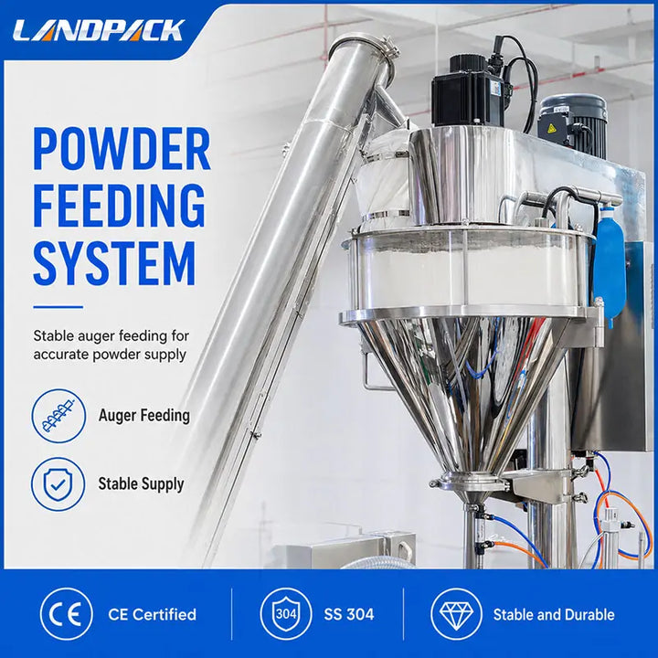 Automatic Spice Powder Rotary Doypack Filling Sealing Machine with Screw Feeder, Dust Collector and Spoon Dispenser