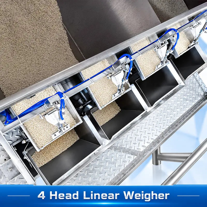 Automatic Food Grains and Rice Packing Machine with Linear Weigher and Metal Detection
