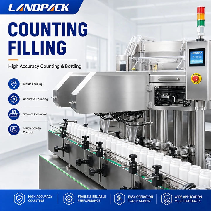 Fully Automatic Pharma Tablet Capsule Bottle Counting Filling Sealing and Labeling Packaging Line