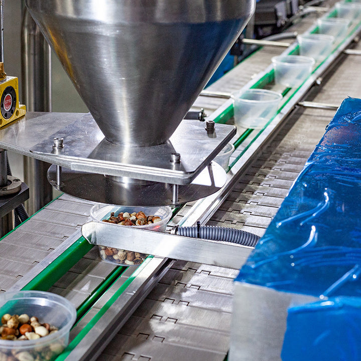 Automatic Mixed Candy Plastic Jar Bottles Filling And Caps Pressing Machine Line