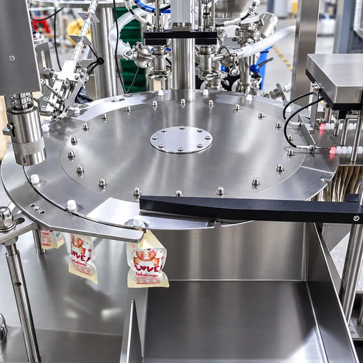 Automatic Liquid Rotary Spout Pouch Filling Machine with Dual Piston Filling and Capping