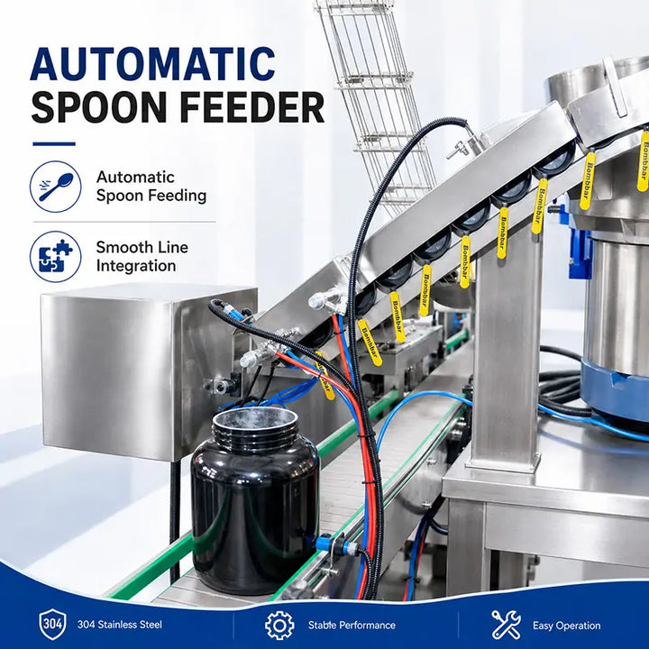 Automatic Coffee Powder Bottle Jar Filling Capping Foil Sealing and Labeling Line