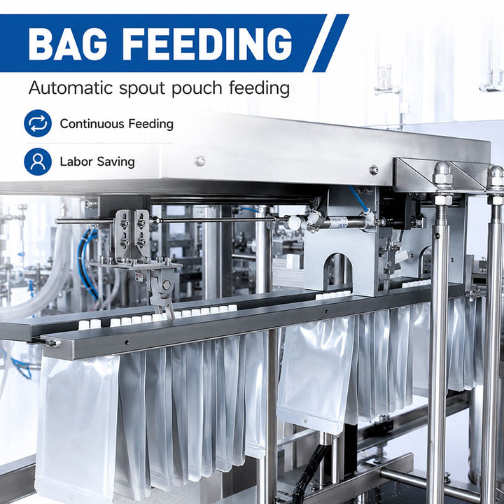 2 Heads Liquid Spout Pouch Filling Machine with Automatic CIP Cleaning Function