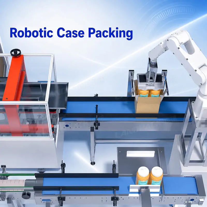 Automatic Liquid Sauce Bottle Filling Capping Labeling Line Packaging System with Case Packing and Palletizing Machine
