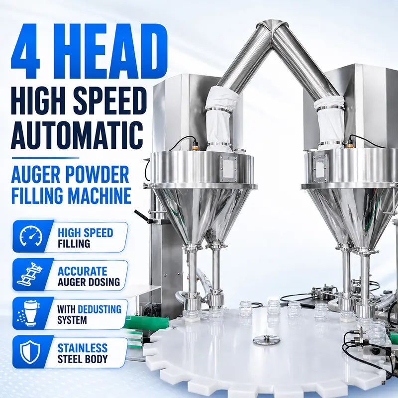 Automatic Double-Head Powder Bottle Rotary Filling Capping Labeling Line with Checkweigher and Metal Detector
