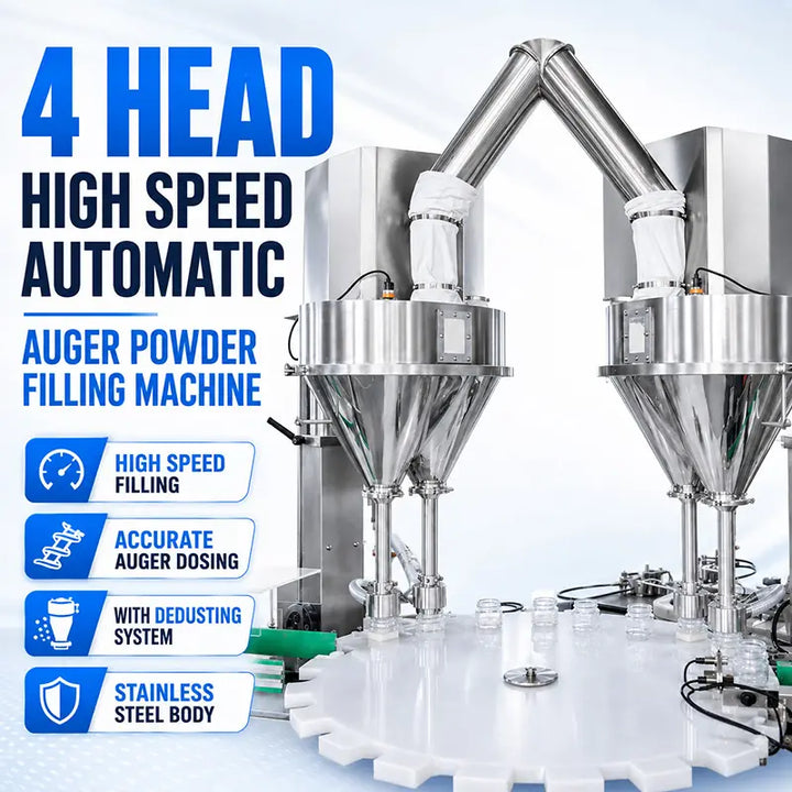 Automatic Double-Head Powder Bottle Rotary Filling Capping Labeling Line with Checkweigher and Metal Detector