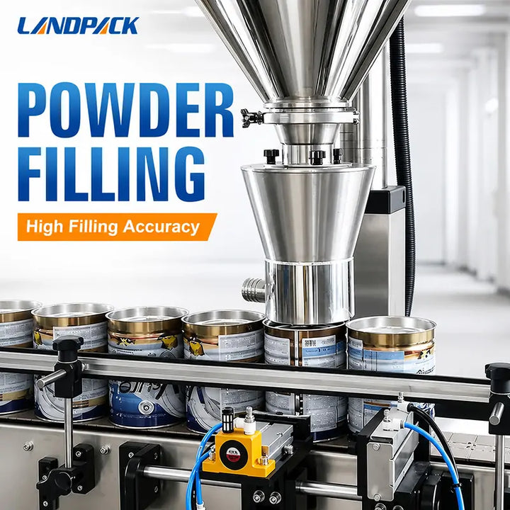 Automatic Milk Powder Can Filling Seaming Line With Spoon Inserting, Vacuum Nitrogen Flushing, Cap Pressing and UV Air Cleaning