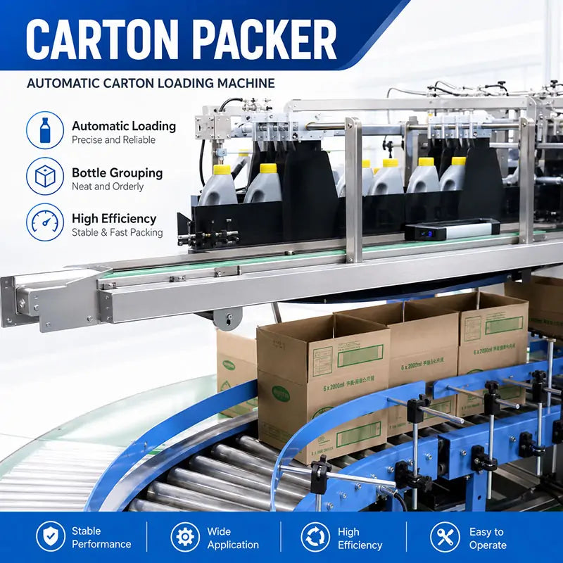 Automatic Bottle and Can Drop-Type Case Packing and Sealing Line for End-of-Line Packaging