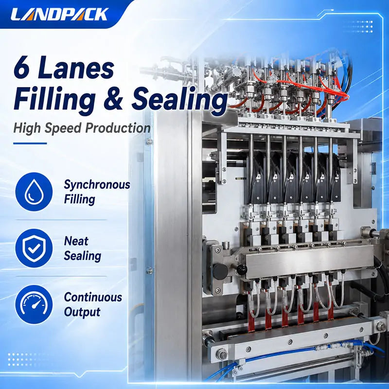 Automatic Multi Lane Ketchup Sauce Sachet Stick Filling and Packing Machine with Easy-Tear Notch and Ribbon Coder