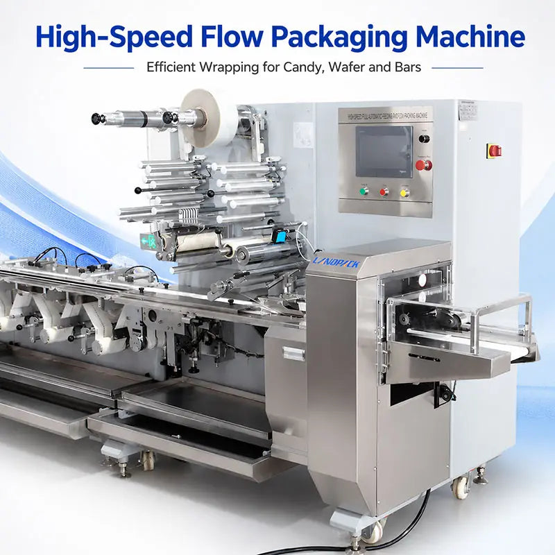 High-Speed Automatic Candy Flow Wrapping Machine with Feeding and Sorting System