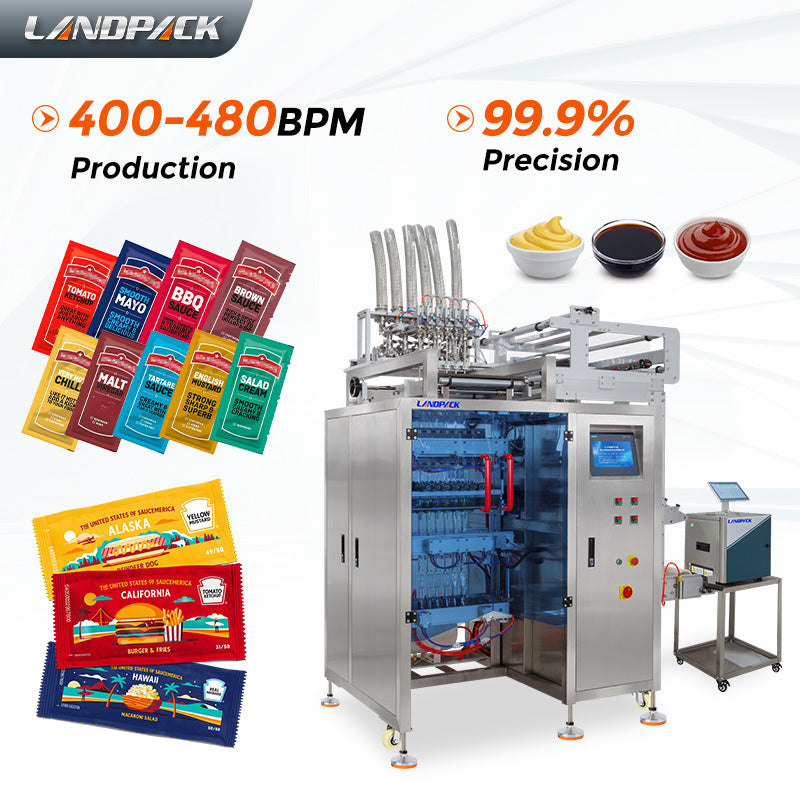Automatic Multi-Lane Liquid Four-Side Seal Sachet Filling Packing Machine with Inkjet Coder