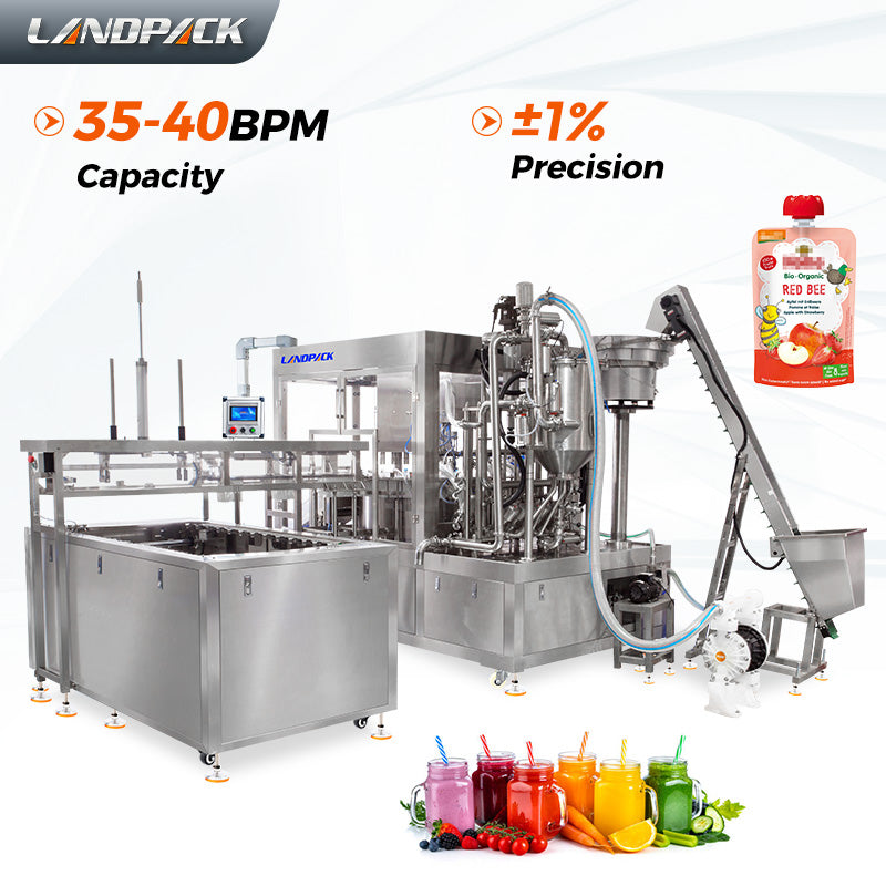 Spout Pouch Filling Capping Machine With CIP and Pouch Feeding System