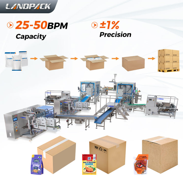 Granule Bagging Cartoning Palletising System | Automatic Horizontal Pouch Packing System