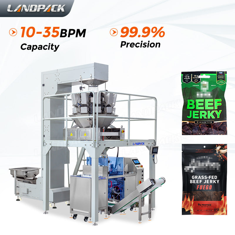 Automatic Premade Bag Beef Jerky Packing Machine With Multihead Weigher