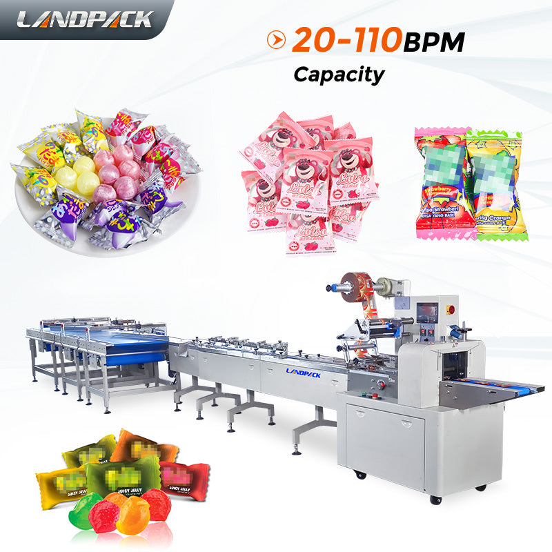 Automatic Candy Toffee Feeding Packing Line Caramel Marshmallow Wrapping Pakcing Machine