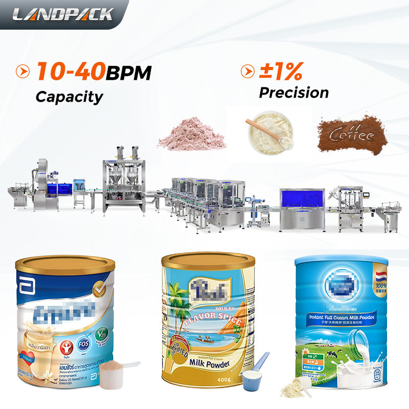 Automatic Coffee Protein Powders Can Packaging Production Line Milk Powder Can Filling Machine