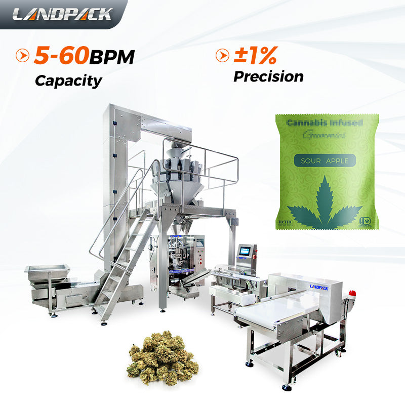 Automatic Cannabis Packaging Machine With Metal Detector And Weight Sorting Scale